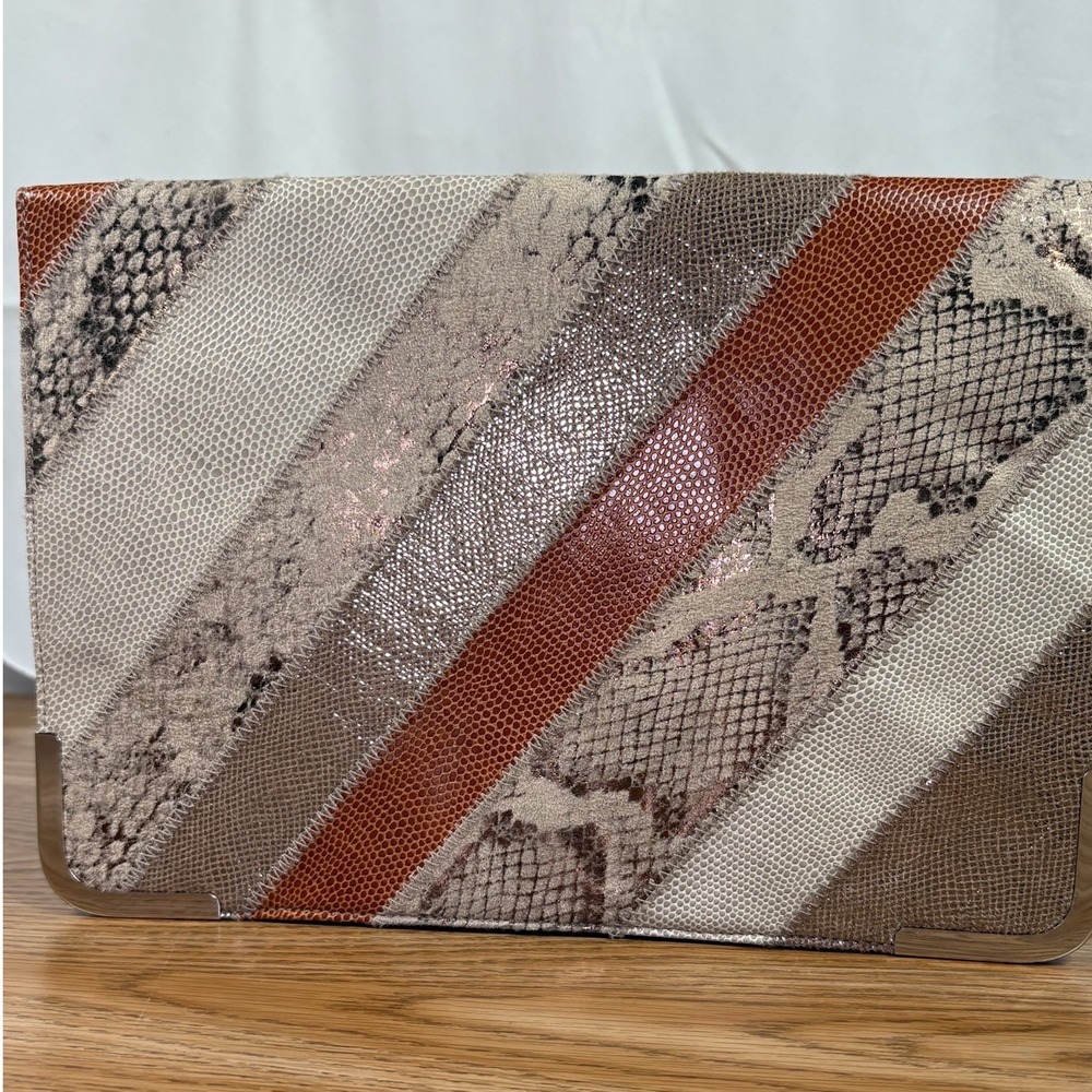 Massimo Patchwork Snakeskin Metallic‎ Clutch Purse Evening Bag